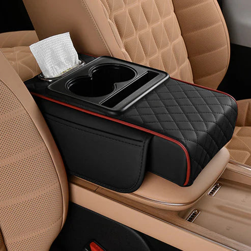 Integrated multifunctional car armrest increase with pressure compensation